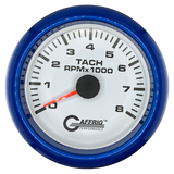 GAFFRIG 3 3/8 INCH TACHOMETER GAUGE 6000, 8000 & 10000 RPM WHITE 8000 / FAT RIM (338) / BLUE