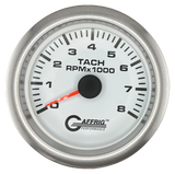 GAFFRIG 3 3/8 INCH TACHOMETER GAUGE 6000, 8000 & 10000 RPM WHITE 8000 / FAT RIM (338) / PLATINUM