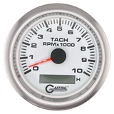 GAFFRIG 3 3/8 INCH ELECTRIC TACH/HOUR METER 6000, 8000, 10000 RPM WHITE 10000 / FAT RIM (338) / PLATINUM