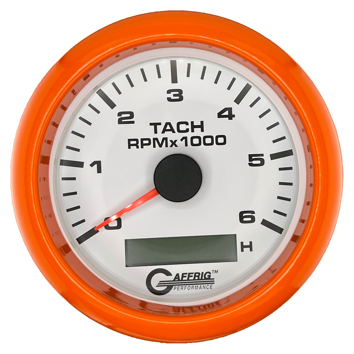 GAFFRIG 3 3/8 INCH ELECTRIC TACH/HOUR METER 6000, 8000, 10000 RPM WHITE 6000 / FAT RIM (338) / ORANGE