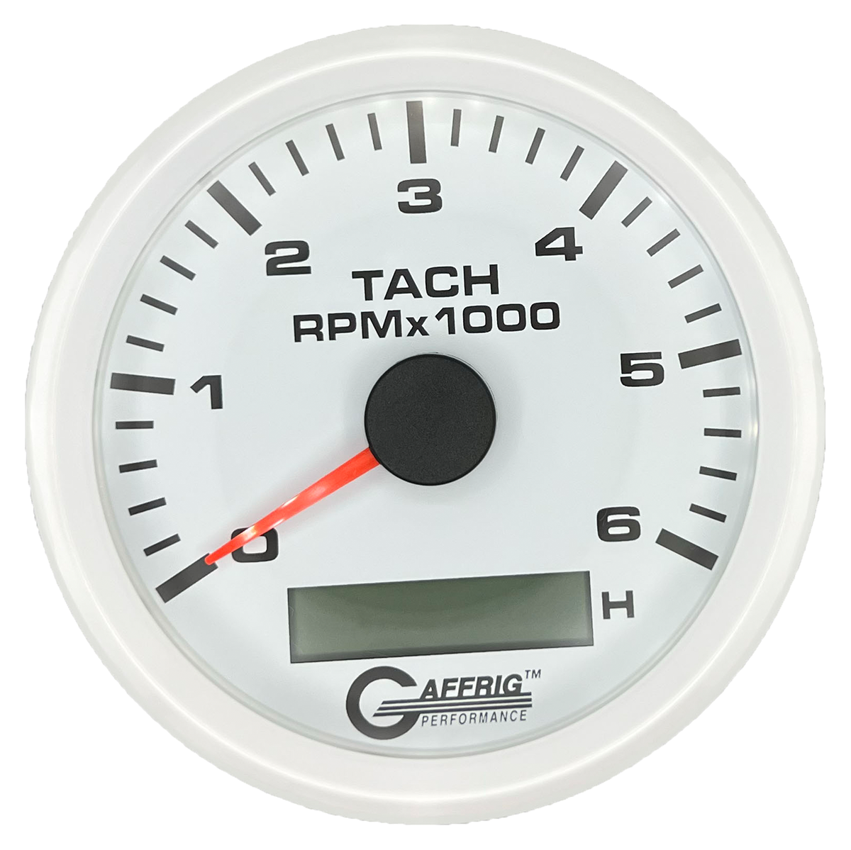 GAFFRIG 3 3/8 INCH ELECTRIC TACH/HOUR METER 6000, 8000, 10000 RPM WHITE 6000 / STEP RIM (008) / WHITE