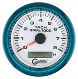 GAFFRIG 3 3/8 INCH ELECTRIC TACH/HOUR METER 6000, 8000, 10000 RPM WHITE 8000 / FAT RIM (338) / TEAL