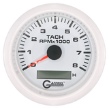 GAFFRIG 3 3/8 INCH ELECTRIC TACH/HOUR METER 6000, 8000, 10000 RPM WHITE 8000 / FAT RIM (338) / WHITE