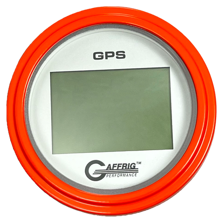 GAFFRIG 3 3/8 INCH DIGITAL GPS GAUGE 999 MPH KIT PLATINUM / STEP RIM / ORANGE