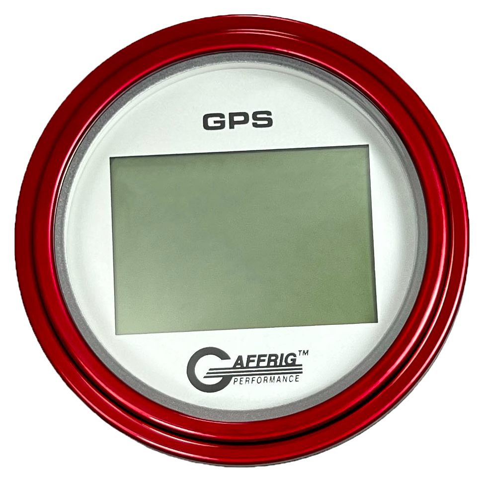 GAFFRIG 3 3/8 INCH DIGITAL GPS GAUGE 999 MPH KIT PLATINUM / STEP RIM / RED