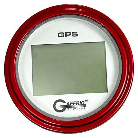 GAFFRIG 3 3/8 INCH DIGITAL GPS GAUGE 999 MPH KIT PLATINUM / STEP RIM / RED