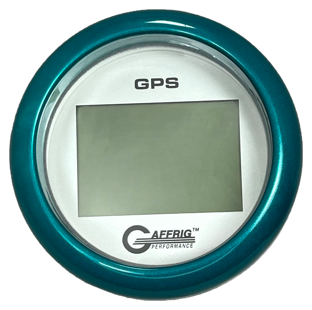 GAFFRIG 3 3/8 INCH DIGITAL GPS GAUGE 999 MPH KIT PLATINUM / STEP RIM / TEAL