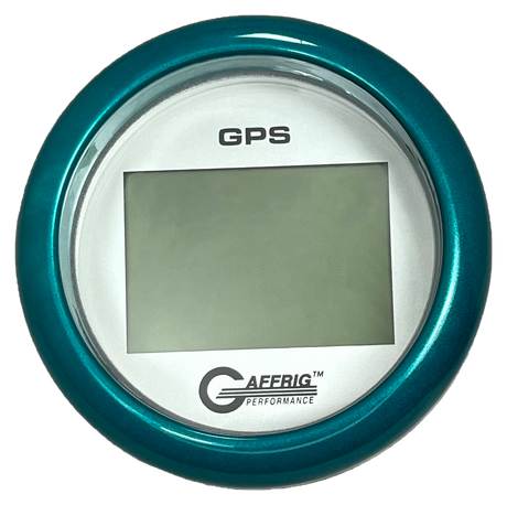 GAFFRIG 3 3/8 INCH DIGITAL GPS GAUGE 999 MPH KIT PLATINUM / STEP RIM / TEAL