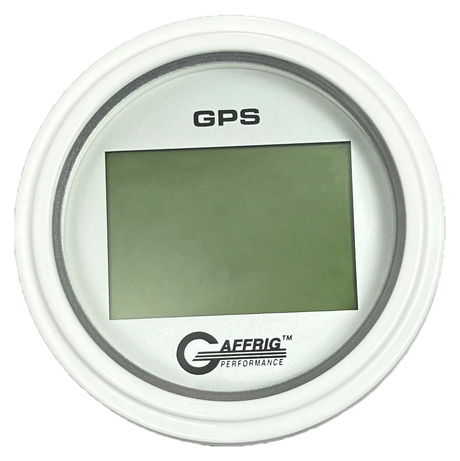 GAFFRIG 3 3/8 INCH DIGITAL GPS GAUGE 999 MPH KIT PLATINUM / STEP RIM / WHITE