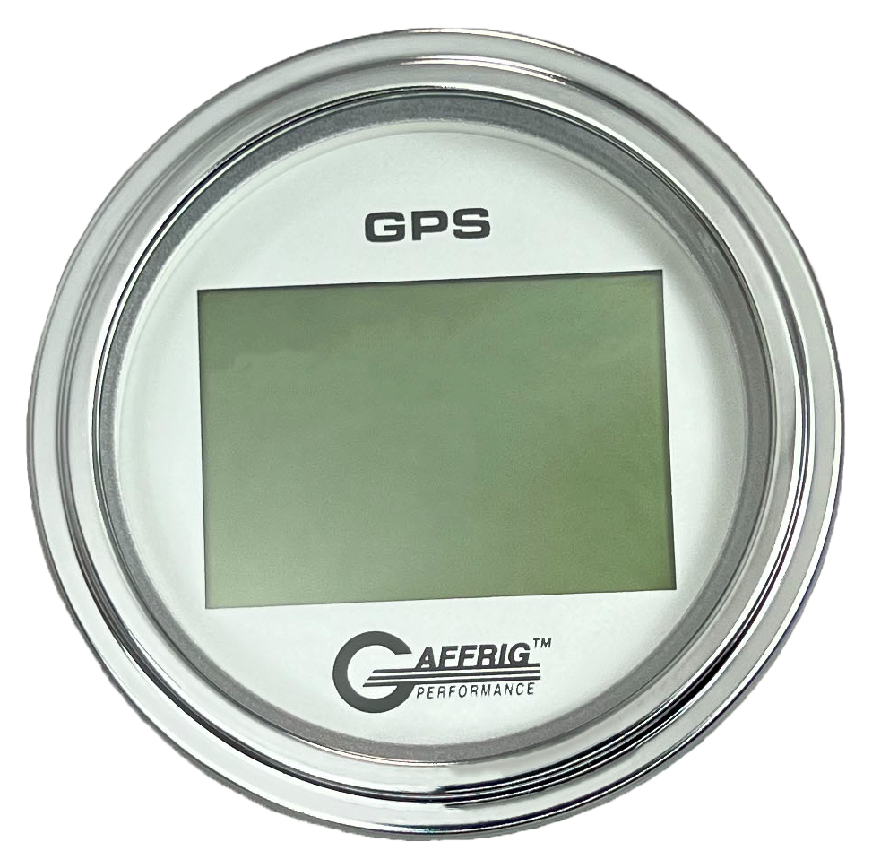 GAFFRIG 3 3/8 INCH DIGITAL GPS GAUGE 999 MPH KIT PLATINUM / STEP RIM / CHROME