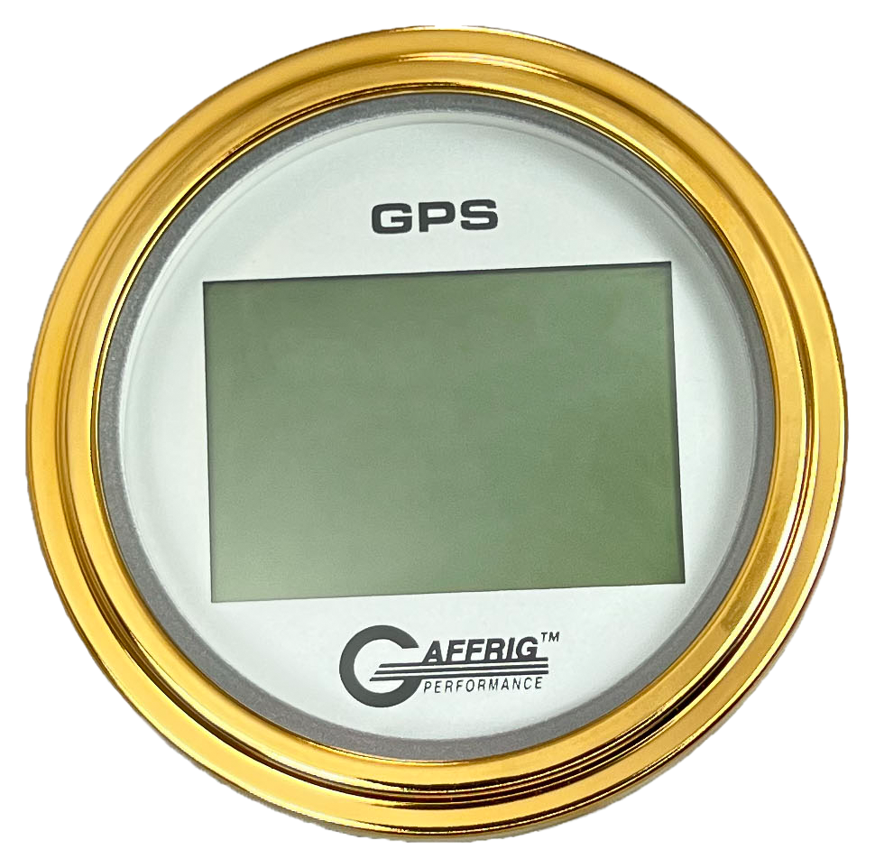 GAFFRIG 3 3/8 INCH DIGITAL GPS GAUGE 999 MPH KIT PLATINUM / STEP RIM / GOLD