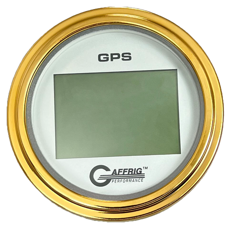 GAFFRIG 3 3/8 INCH DIGITAL GPS GAUGE 999 MPH KIT PLATINUM / STEP RIM / GOLD