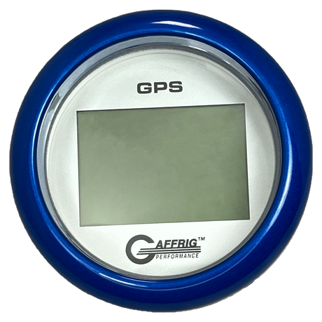 GAFFRIG 3 3/8 INCH DIGITAL GPS GAUGE 999 MPH KIT PLATINUM / FAT RIM / BLUE