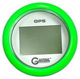 GAFFRIG 3 3/8 INCH DIGITAL GPS GAUGE 999 MPH KIT PLATINUM / FAT RIM / LIME GREEN