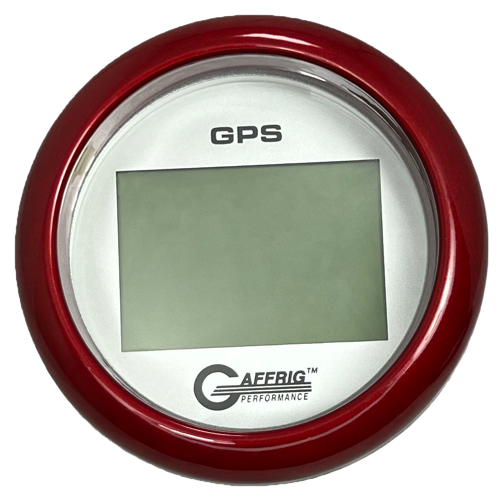 GAFFRIG 3 3/8 INCH DIGITAL GPS GAUGE 999 MPH KIT PLATINUM / FAT RIM / RED