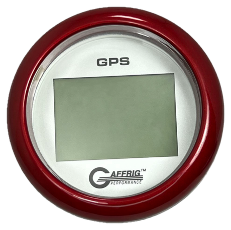 GAFFRIG 3 3/8 INCH DIGITAL GPS GAUGE 999 MPH KIT PLATINUM / FAT RIM / RED