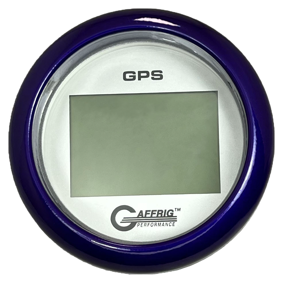 GAFFRIG 3 3/8 INCH DIGITAL GPS GAUGE 999 MPH KIT PLATINUM / FAT RIM / PURPLE