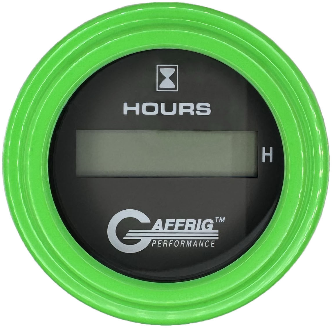 GAFFRIG 2 INCH ELECTRIC ENGINE HOUR METER BLACK / STEP RIM (002) / LIME GREEN