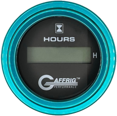 GAFFRIG 2 INCH ELECTRIC ENGINE HOUR METER BLACK / STEP RIM (002) / TEAL