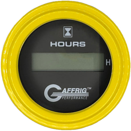 GAFFRIG 2 INCH ELECTRIC ENGINE HOUR METER BLACK / STEP RIM (002) / YELLOW