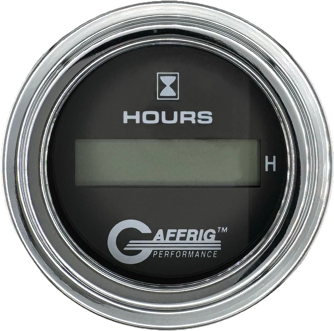 GAFFRIG 2 INCH ELECTRIC ENGINE HOUR METER BLACK / STEP RIM (002) / CHROME/POLISHED