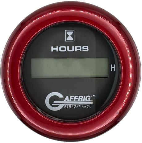 GAFFRIG 2 INCH ELECTRIC ENGINE HOUR METER BLACK / FAT RIM (218) / RED