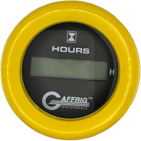 GAFFRIG 2 INCH ELECTRIC ENGINE HOUR METER BLACK / FAT RIM (218) / YELLOW