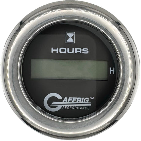 GAFFRIG 2 INCH ELECTRIC ENGINE HOUR METER BLACK / FAT RIM (218) / CHROME/POLISHED