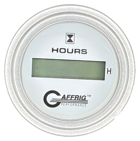 GAFFRIG 2 INCH ELECTRIC ENGINE HOUR METER STEP RIM (002) / PLATINUM / WHITE