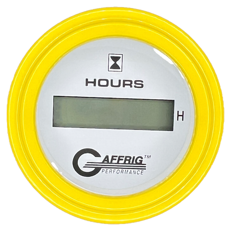 GAFFRIG 2 INCH ELECTRIC ENGINE HOUR METER STEP RIM (002) / YELLOW / WHITE