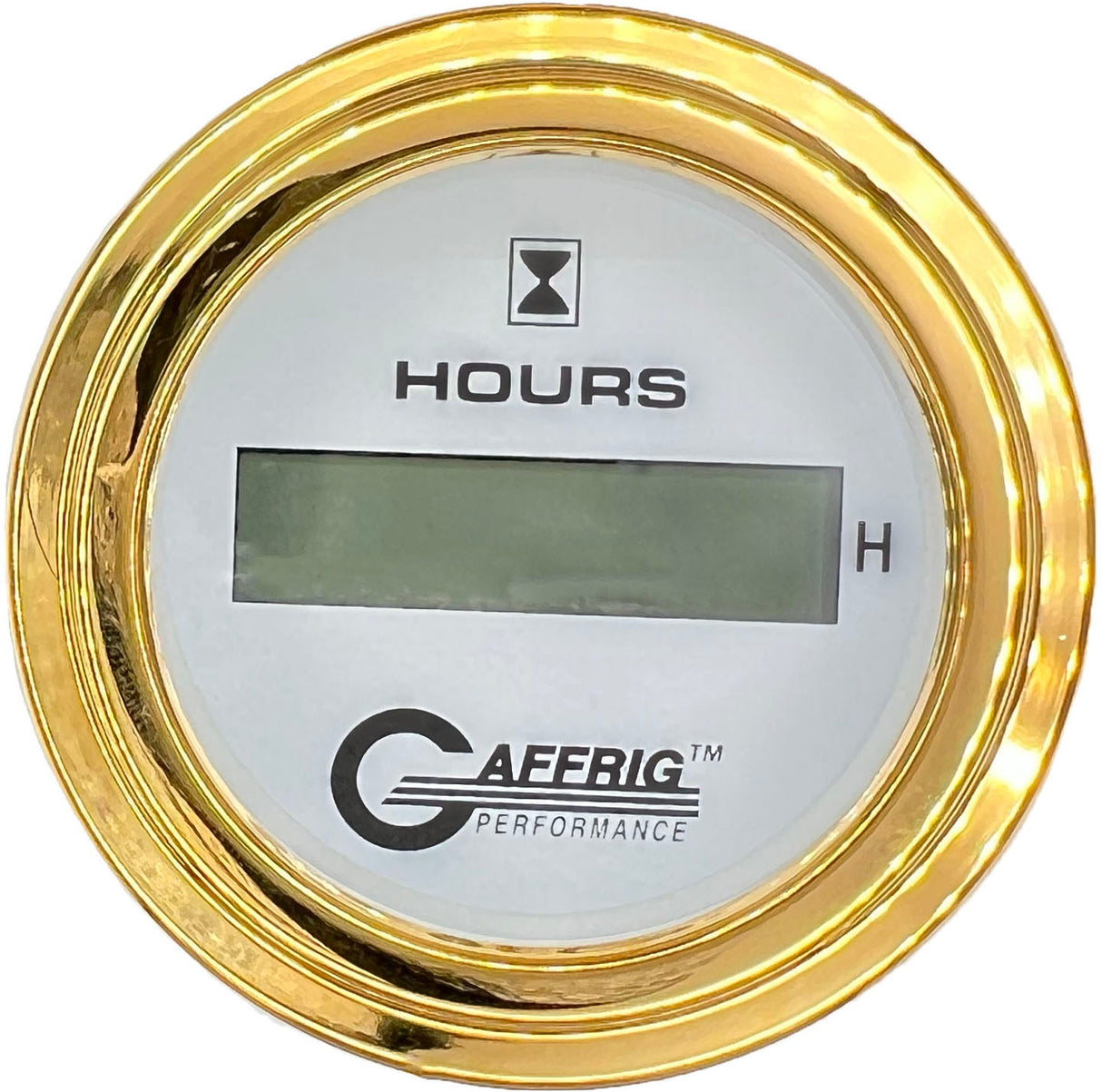 GAFFRIG 2 INCH ELECTRIC ENGINE HOUR METER STEP RIM (002) / GOLD / WHITE