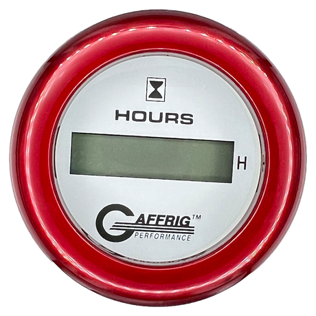 GAFFRIG 2 INCH ELECTRIC ENGINE HOUR METER FAT RIM (218) / RED / WHITE