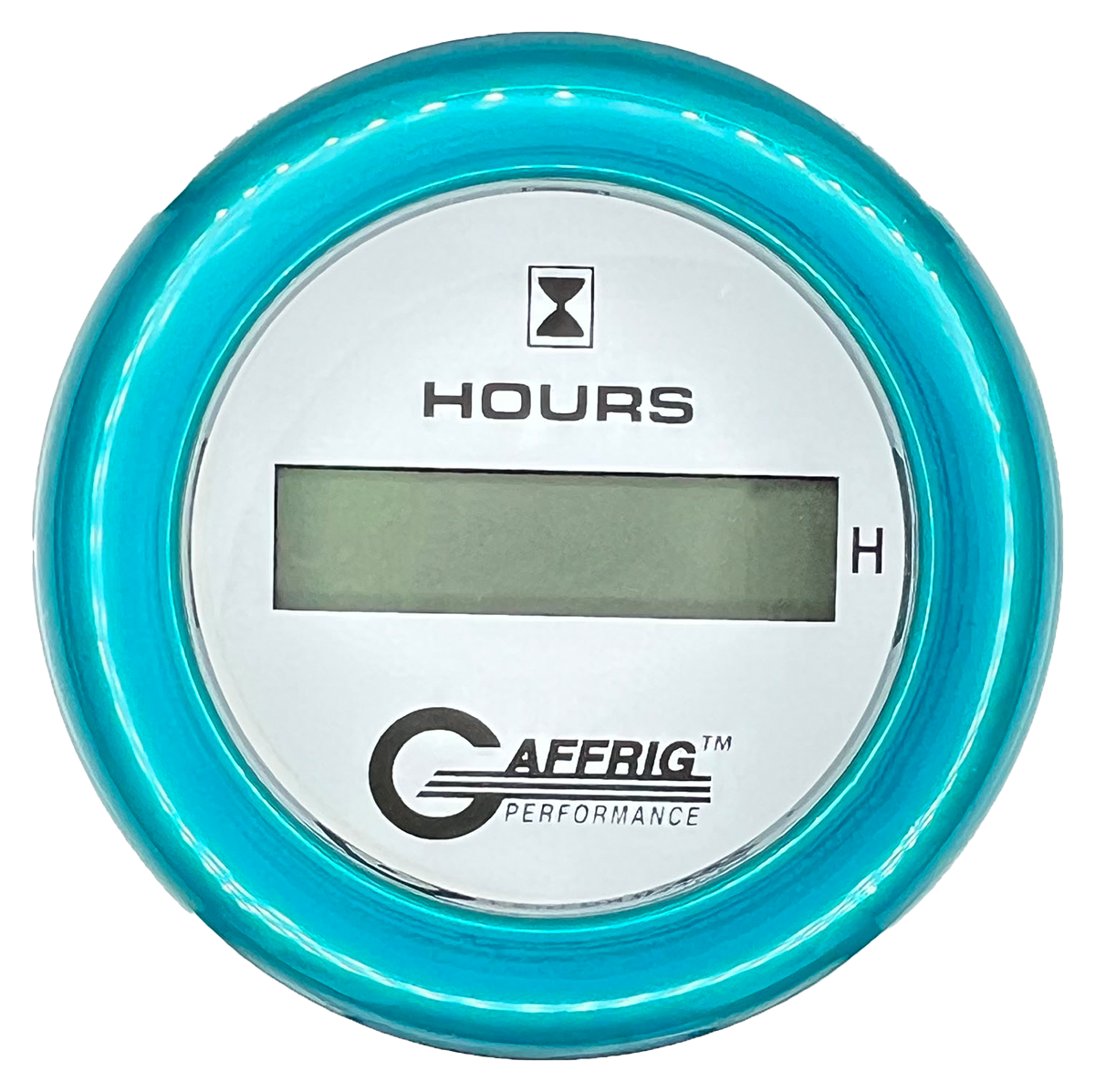 GAFFRIG 2 INCH ELECTRIC ENGINE HOUR METER FAT RIM (218) / TEAL / WHITE