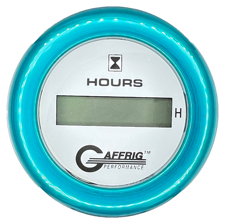 GAFFRIG 2 INCH ELECTRIC ENGINE HOUR METER FAT RIM (218) / TEAL / WHITE