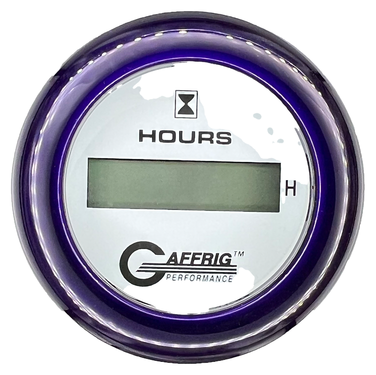 GAFFRIG 2 INCH ELECTRIC ENGINE HOUR METER FAT RIM (218) / PURPLE / WHITE