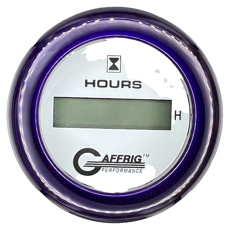 GAFFRIG 2 INCH ELECTRIC ENGINE HOUR METER FAT RIM (218) / PURPLE / WHITE