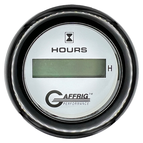 GAFFRIG 2 INCH ELECTRIC ENGINE HOUR METER FAT RIM (218) / BLACK / WHITE