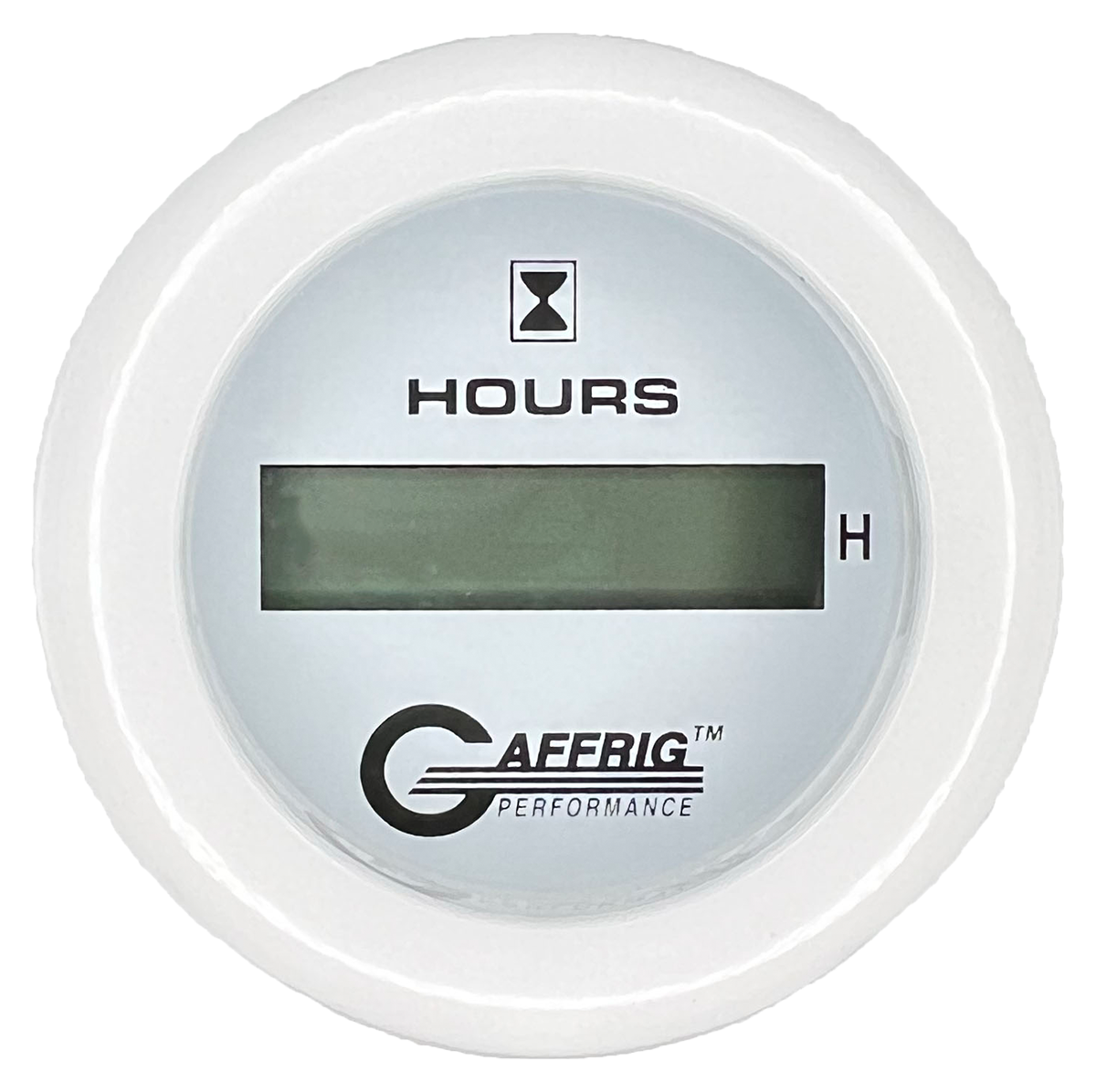 GAFFRIG 2 INCH ELECTRIC ENGINE HOUR METER FAT RIM (218) / WHITE / WHITE