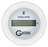 GAFFRIG 2 INCH ELECTRIC ENGINE HOUR METER FAT RIM (218) / WHITE / WHITE