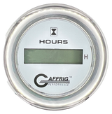 GAFFRIG 2 INCH ELECTRIC ENGINE HOUR METER FAT RIM (218) / CHROME/POLISHED / WHITE