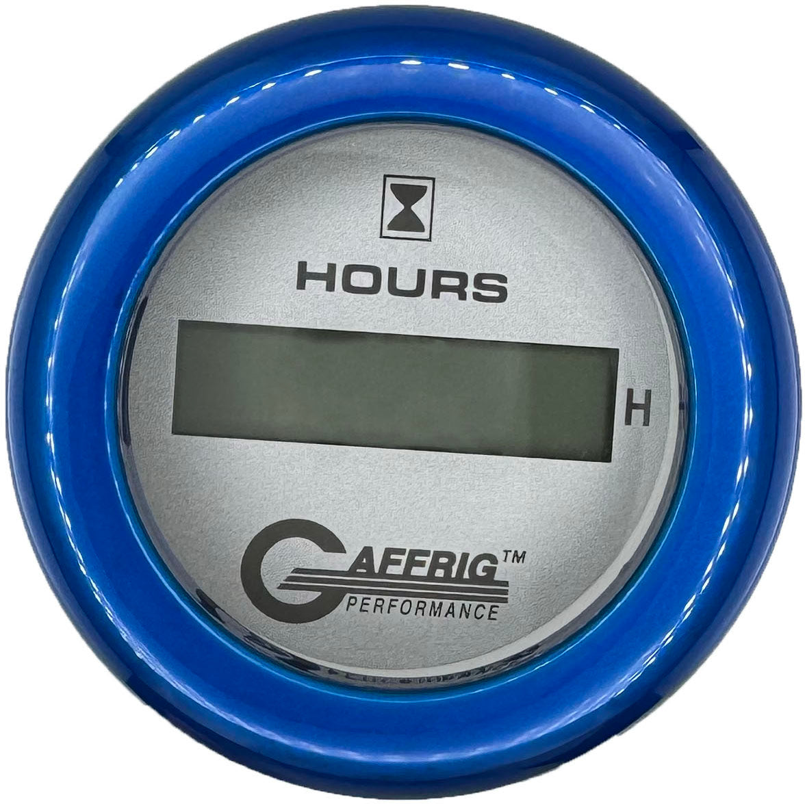 GAFFRIG 2 INCH ELECTRIC ENGINE HOUR METER PLATINUM / FAT RIM (218) / BLUE