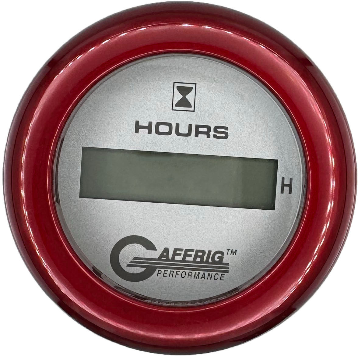 GAFFRIG 2 INCH ELECTRIC ENGINE HOUR METER PLATINUM / FAT RIM (218) / RED