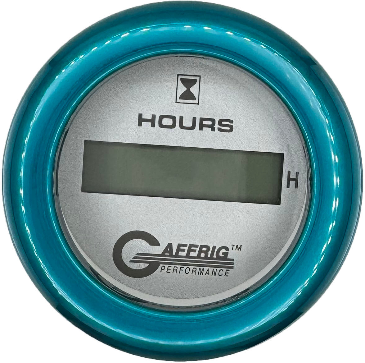 GAFFRIG 2 INCH ELECTRIC ENGINE HOUR METER PLATINUM / FAT RIM (218) / TEAL