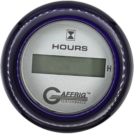 GAFFRIG 2 INCH ELECTRIC ENGINE HOUR METER PLATINUM / FAT RIM (218) / PURPLE