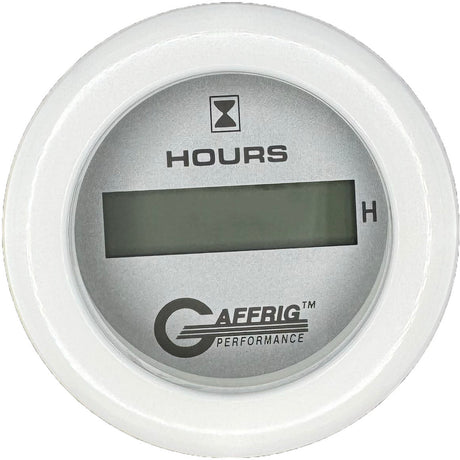 GAFFRIG 2 INCH ELECTRIC ENGINE HOUR METER PLATINUM / FAT RIM (218) / WHITE