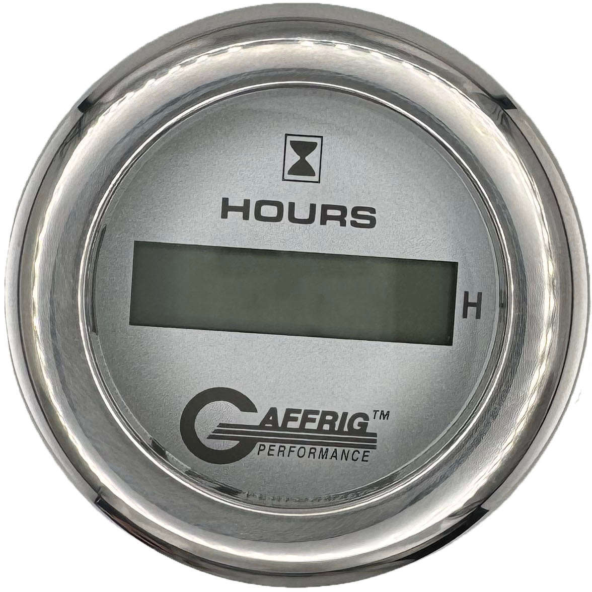 GAFFRIG 2 INCH ELECTRIC ENGINE HOUR METER PLATINUM / FAT RIM (218) / CHROME/POLISHED