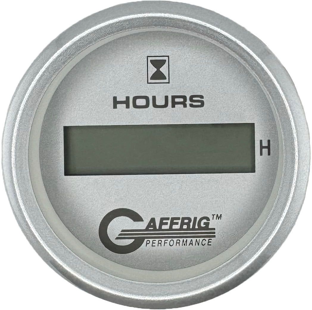 GAFFRIG 2 INCH ELECTRIC ENGINE HOUR METER PLATINUM / STEP RIM (002) / PLATINUM