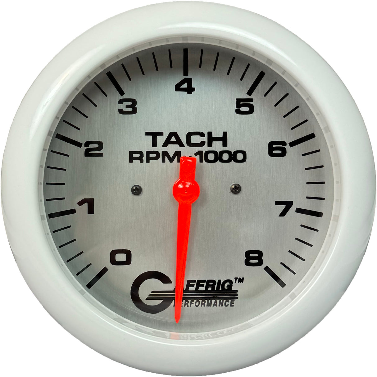 GAFFRIG 4 5/8 INCH ELECTRIC TACHOMETER - PLATINUM WHITE / 8000