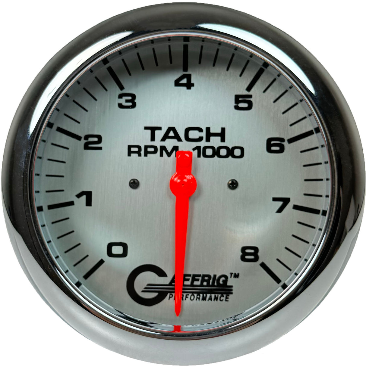 GAFFRIG 4 5/8 INCH ELECTRIC TACHOMETER - PLATINUM CHROME/POLISHED / 8000