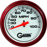 GAFFRIG 3 3/8 INCH MECHANICAL DRY SPEEDOMETER 100 MPH - HEAD ONLY WHITE / STEP RIM (008) / RED